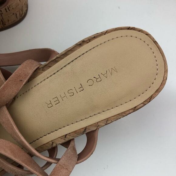 Marc Fisher “phoebe” ankle wrap cork suede sandals - Picture 6 of 8